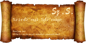 Szirányi Sándor névjegykártya
