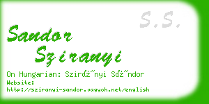 sandor sziranyi business card